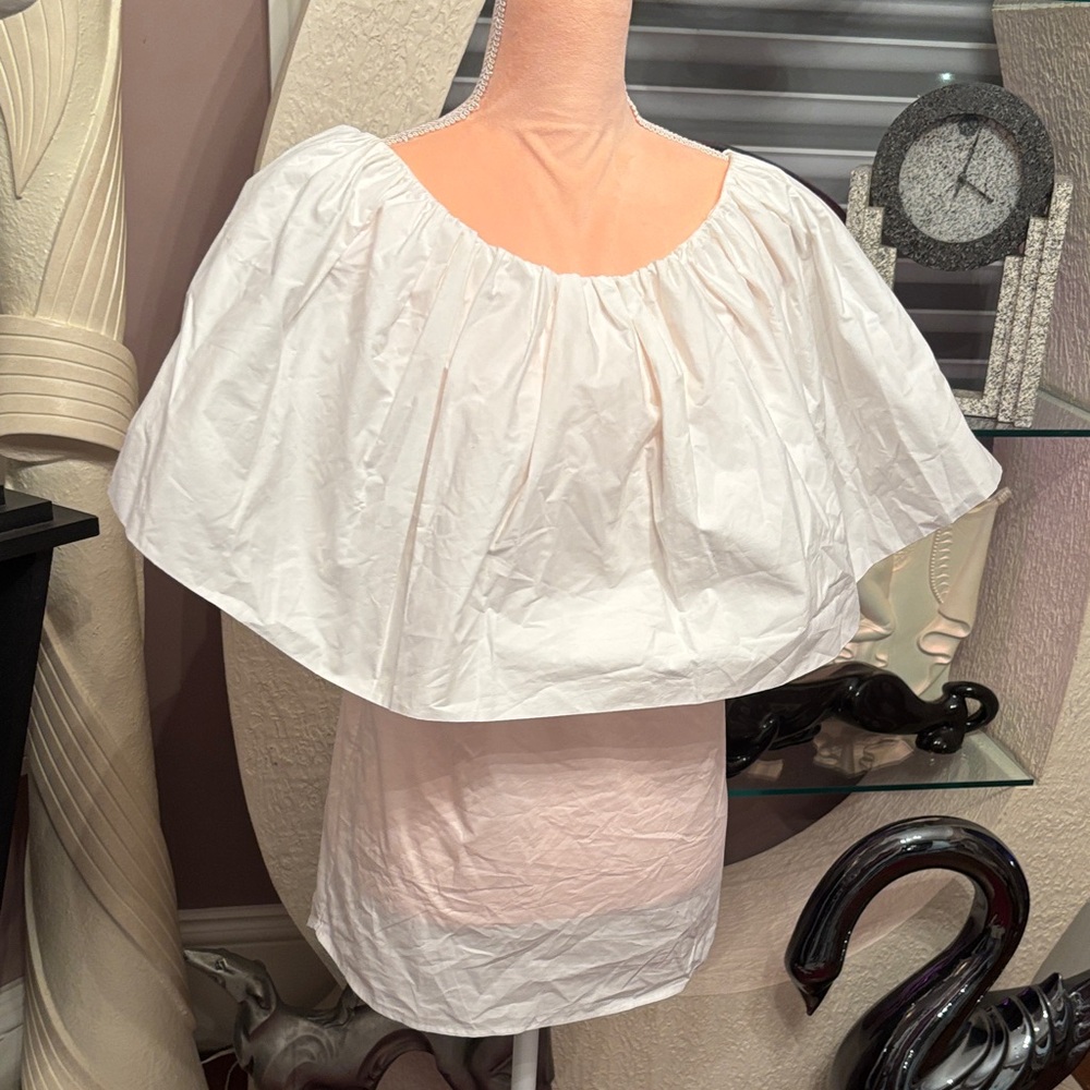 White Off-Shoulder Ruffle Blouse - Picture 2 of 7